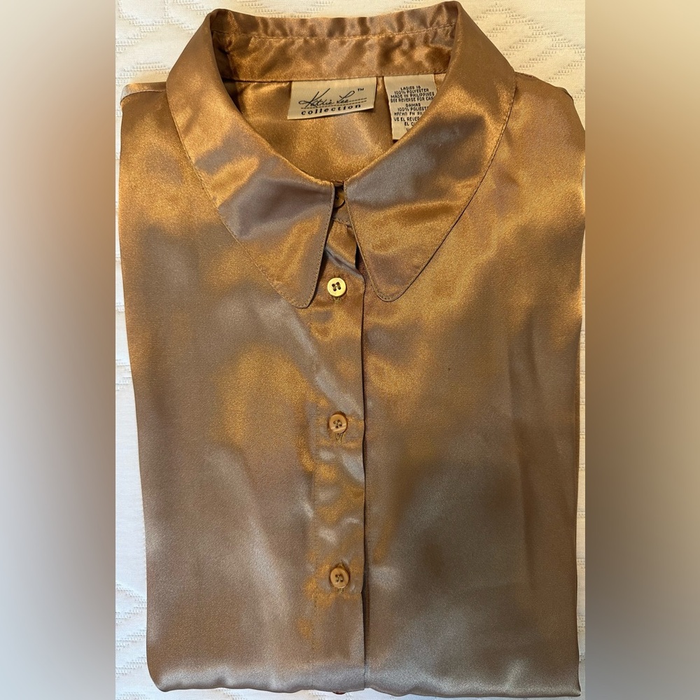 Golden Hour Luxe- Vintage Kathie Lee Satin Top Soft Glam Core